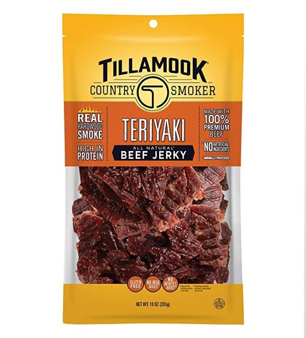 All Natural, Real Hardwood Smoked Teriyaki Beef Jerky, 10 Oz