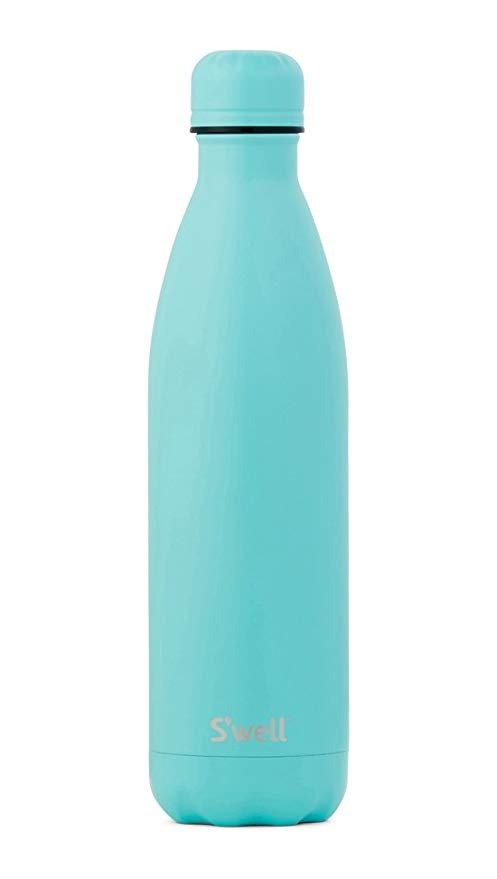 Vacuum Insulated Stainless Steel Water Bottle, 25 oz, Turquoise Blue with matching cap