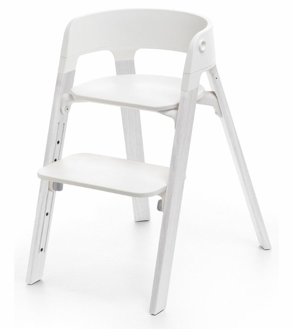 Tripp Trapp High Chair and Cushion with Stokke Tray Bundle - Hazy Grey / Honeycomb Happy / White