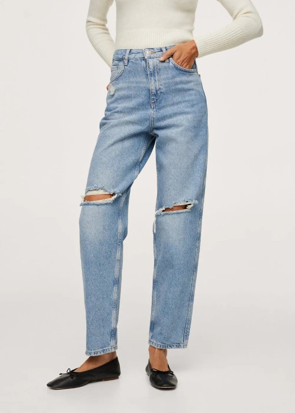 High-rise tapered jeans - Women | MANGO OUTLET USA