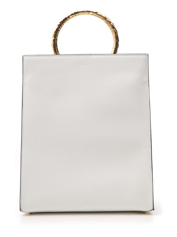 Structured Gold Handle Tote Bag