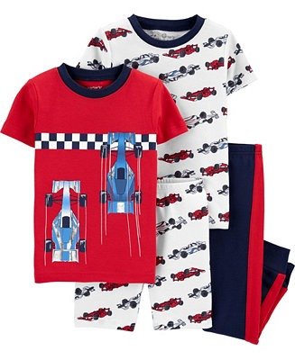 Baby Boys Race Car Snug Fit Pajamas, 4 Piece