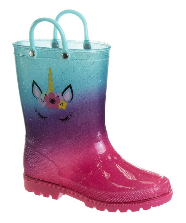 Turquoise & Pink Unicorn Rain Boots - Girls