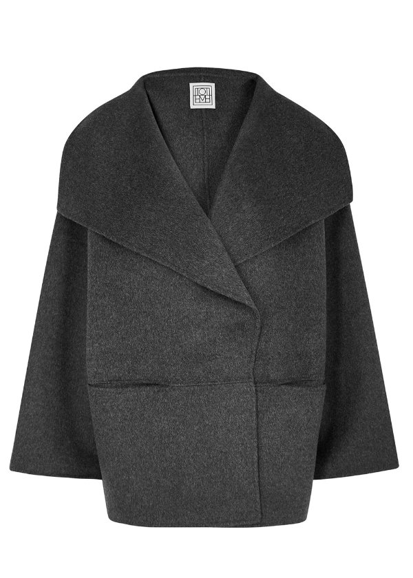 Annecy grey draped wool-blend jacket