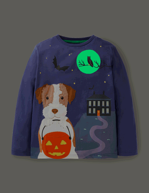 Halloween Applique T-shirt - College Navy Sprout | Boden US