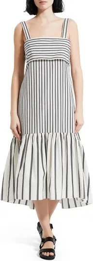 Ventura Tie Back Stripe Cotton Midi Dress