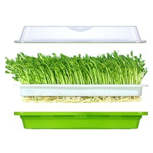 LeJoy Seed Sprouter Tray Soil-Free Food Grad PP Healthy Wheatgrass Grower with Cover and 2 Size Hole