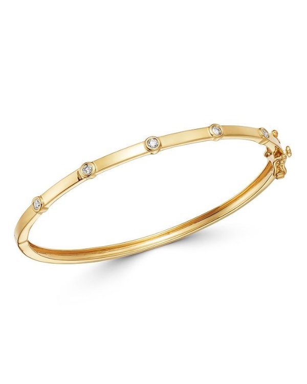 Diamond Bezel-Set Bangle Bracelet in 14K Yellow Gold, 0.20 ct. t.w. - 100% Exclusive