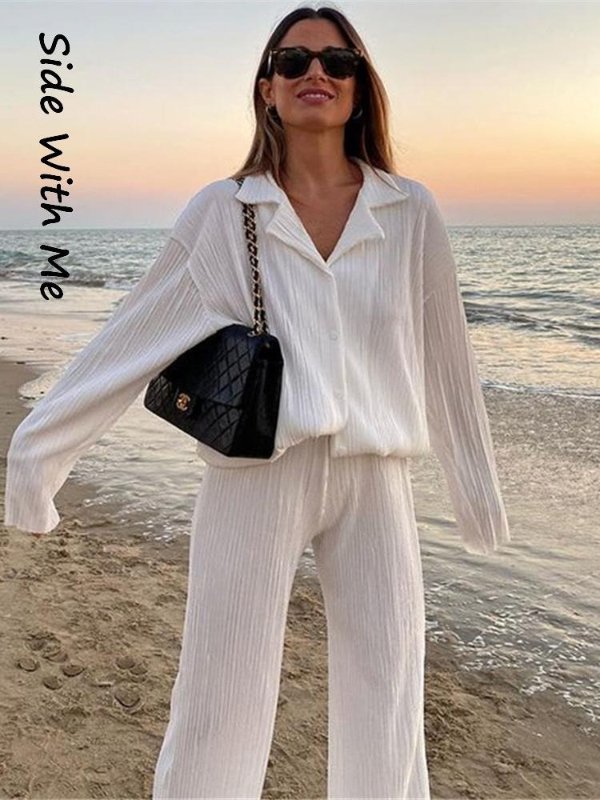 17.31US $ 50% OFF|Side with Me Y2K High Waist Pleated Pants Sets Woman 2 Pieces Autumn Casual Long Sleeve Elegant Women's Blazer Outifits 2022| | - AliExpress