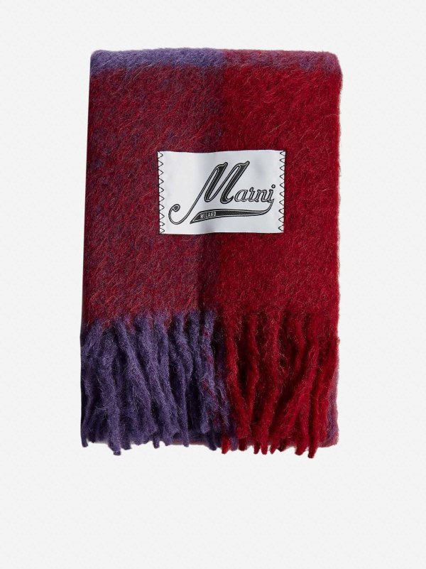Check motif wool and alpaca scarf