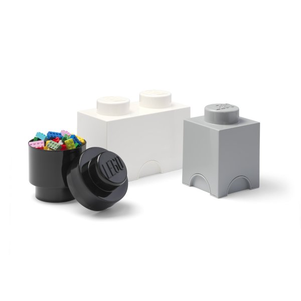 Storage Brick Multi-Pack 3 Pcs Black/Gray/White Pull Top 5006864 | Other | Buy online at the Official LEGO® Shop US