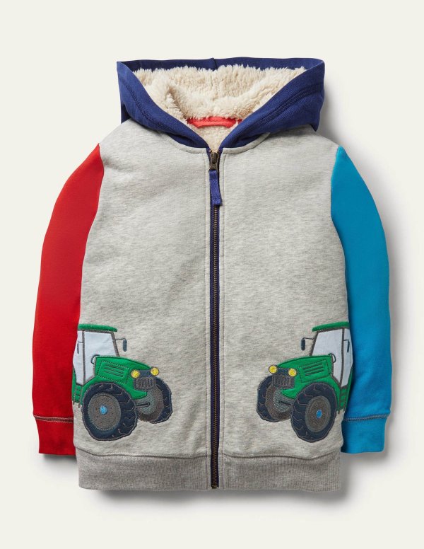 Shaggy-lined Interest Hoodie - Grey Marl Tractors | Boden US