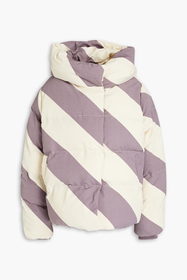 Patricia quilted striped shell hooded jacket