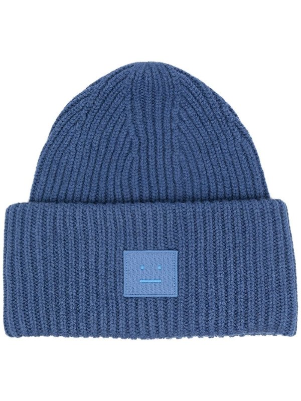 Face-patch knitted beanie