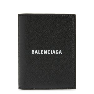 BalenciagaCash Logo Vertical Leather Bifold Wallet