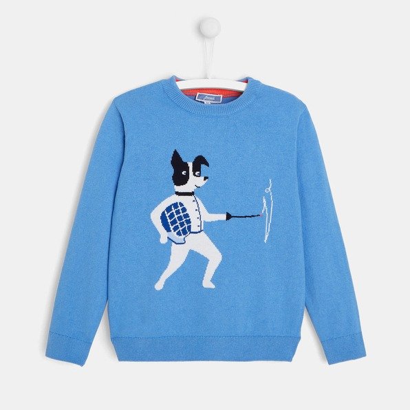 Boy Intarsia sweater with fencer intarsia