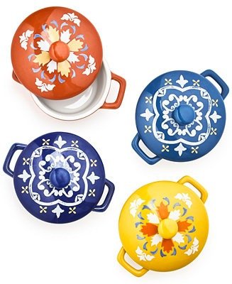La Dolce Vita Collection Set of 4 Decorative Ceramic Cocottes, Created for Macy's