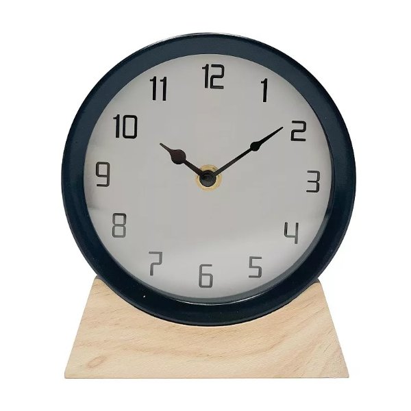 Metal & Wood Clock Table Decor