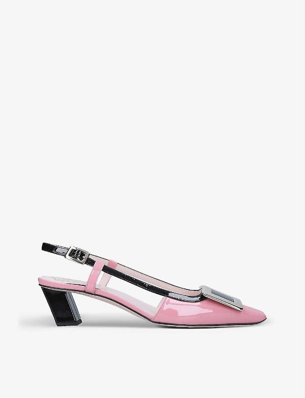 Belle Vivier patent-leather slingback courts