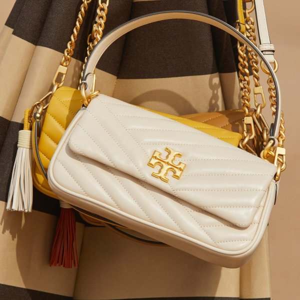 TORY BURCH: Kira bag in quilted leather - Cream