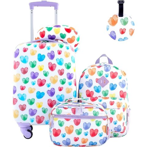 Travelers Club 5件套儿童行李箱套装，爱心图案