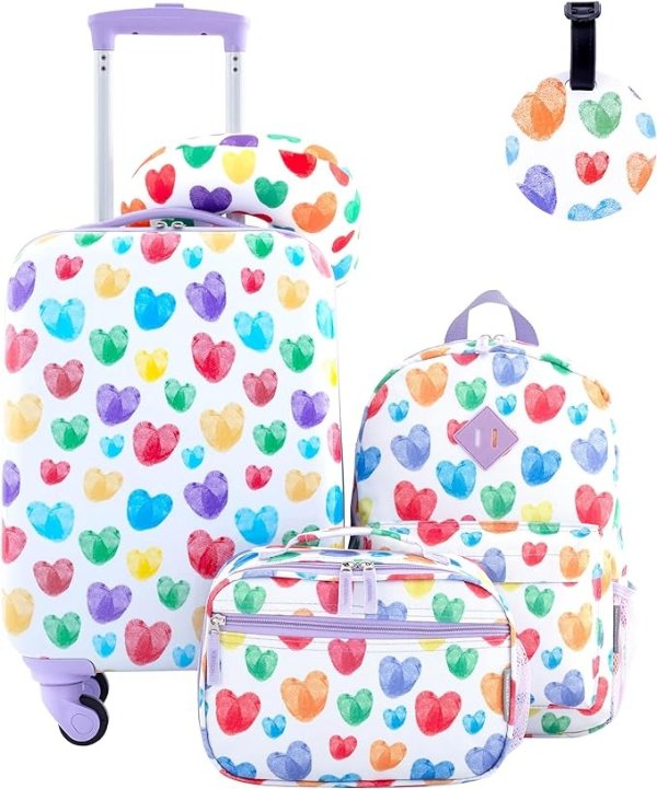 5 Piece Kids' Luggage Set, Thumbprint Heart