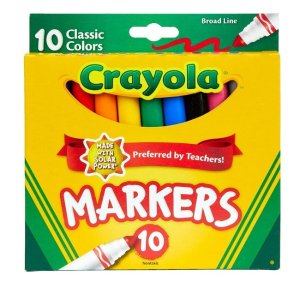 史低价：Crayola 10色彩色马克笔
