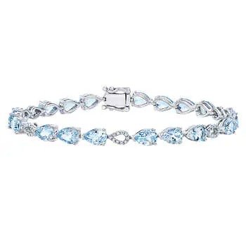 Aquamarine and Diamond 14kt White Gold Bracelet