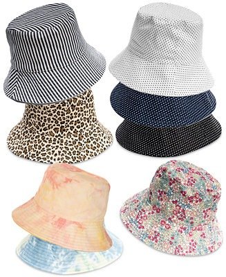 Reversible Bucket Hats Collection, Created for Macy's Reversible Pin Dot Bucket Hat, Created for Macy's Reversible Terry Cloth Hat, Created for Macy's