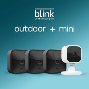 Blink Outdoor 户外安防摄像头*3 + Blink Mini 套装