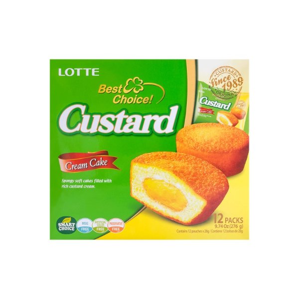 LOTTE Custard Cream Cake Family Size 12pc 276g