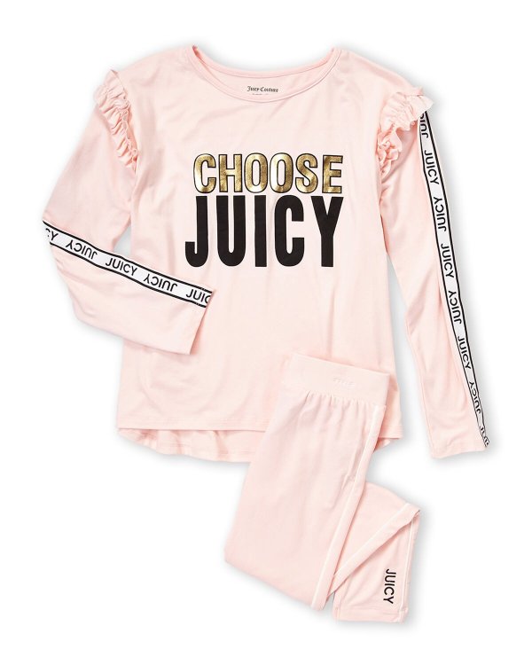 (Girls 7-16) Two-Piece Choose Juicy Logo Top & Pants Set