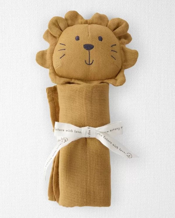 婴儿有机棉纱布巾小狮子