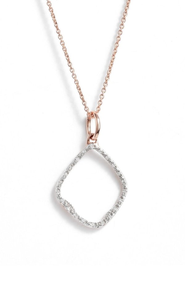 Riva Hoop Diamond Pave Pendant Necklace