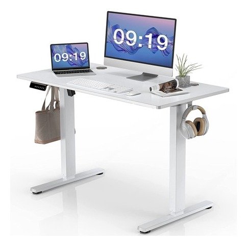 SMUG Standing Desk, 48 x 24 in Electric Height Adjustable Computer Desk White