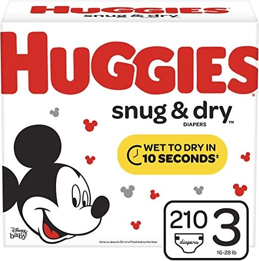 Snug & Dry Diapers, Size 3 (16-28 lb.), 210 Ct, One Month Supply (Packaging May Vary)