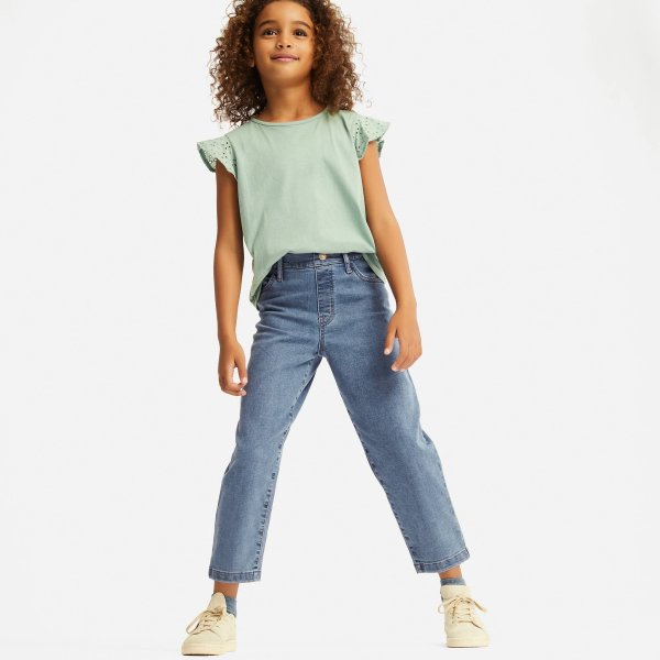 GIRLS ULTRA STRETCH DENIM RELAXED FIT ANKLE PANTS