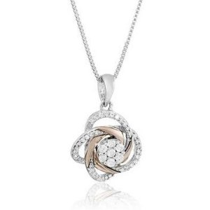 Sterling Silver Two-Tone Diamond Love Knot Pendant Necklace