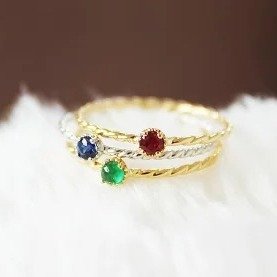 『Miyu Collection』K18YG or K18WG RUBY or SAPPHIRE or EMERALD ring one ruby or sapphire or emerald ring R0.07ct S0.07ct E0.07ct