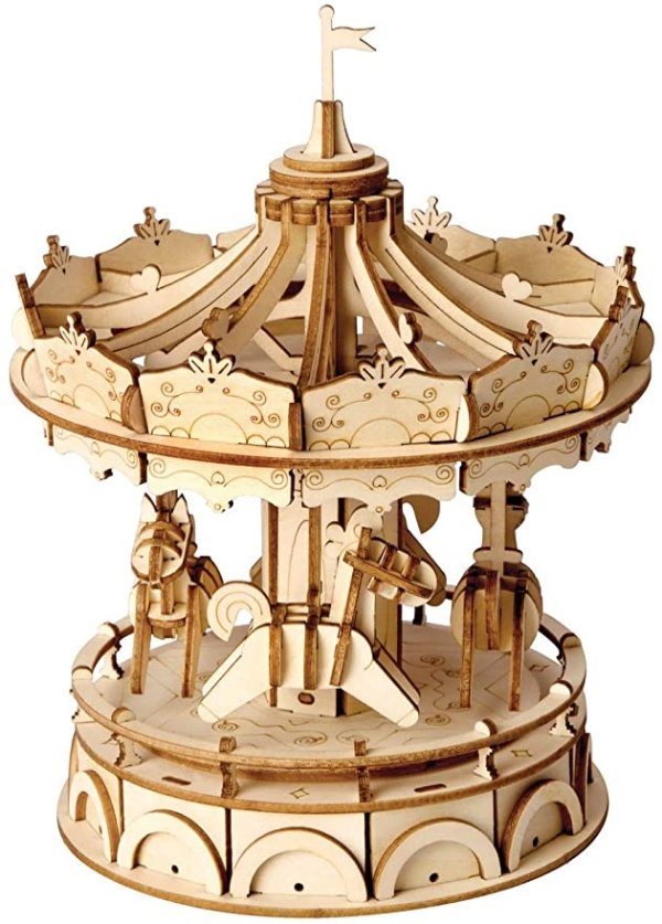 Rolife 3D Wooden Puzzle Model Building Kits Educational Toys Merry-Go-Round