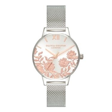 Olivia Burton Midi Lace Detail Rose Gold + Silver Watch