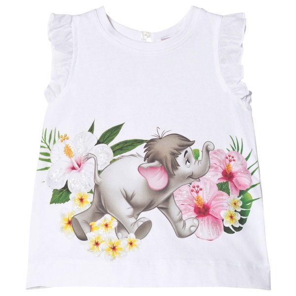 White Baby Elephant Print Tunic with Bow Back | AlexandAlexa