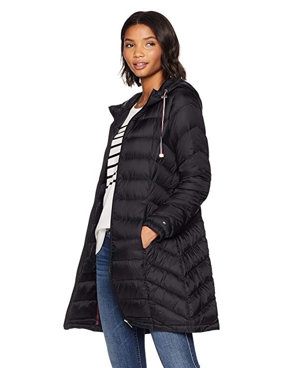 Women's Mid Length Packable Down Chevron Quilt Coat
