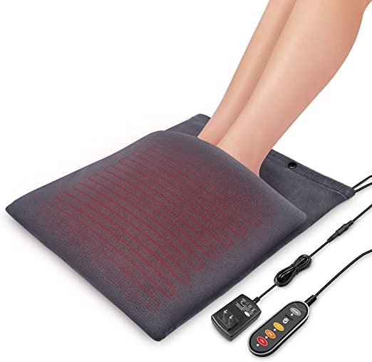 2-in-1 Foot Warmer and Heating Pad, 12V Safety Voltage Washable Large Size, 60 Minutes Auto Shut Off, Feet Warmer for Women Men Pad and Heating Blanket for Back Pain and Cramps Relief