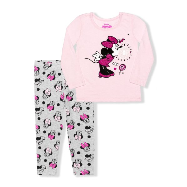 Toddler Girls Long Sleeve T-shirt & Leggings, 2-Piece Outfit Set (12M-4T)