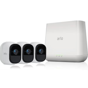 Arlo Pro Security System with Siren – 3 Rechargeable Wire-Free HD Cameras with Audio, Indoor/Outdoor, Night Vision