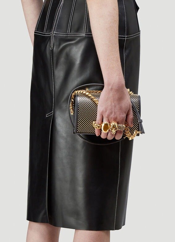 Mini Jewelled Satchel Shoulder Bag in Black