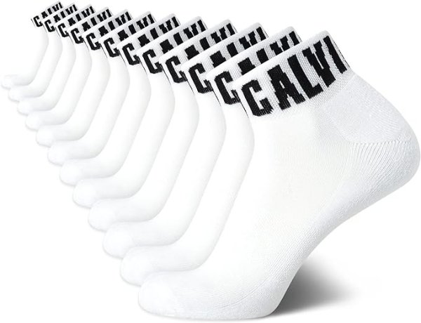 Calvin Klein Men's Socks - Athletic Cushioned Quarter Cut Ankle Socks (12 Pack)