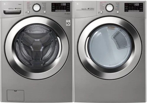 LG LGWADREV37001 Side-by-Side Washer & Dryer Set with Front Load Washer and Electric Dryer in Graphite Steel