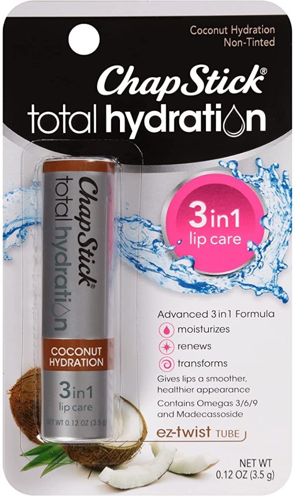 Total Hydration Coconut Lip Balm Tube, Hydrating Coconutfor Lip Care - 0.12 Oz